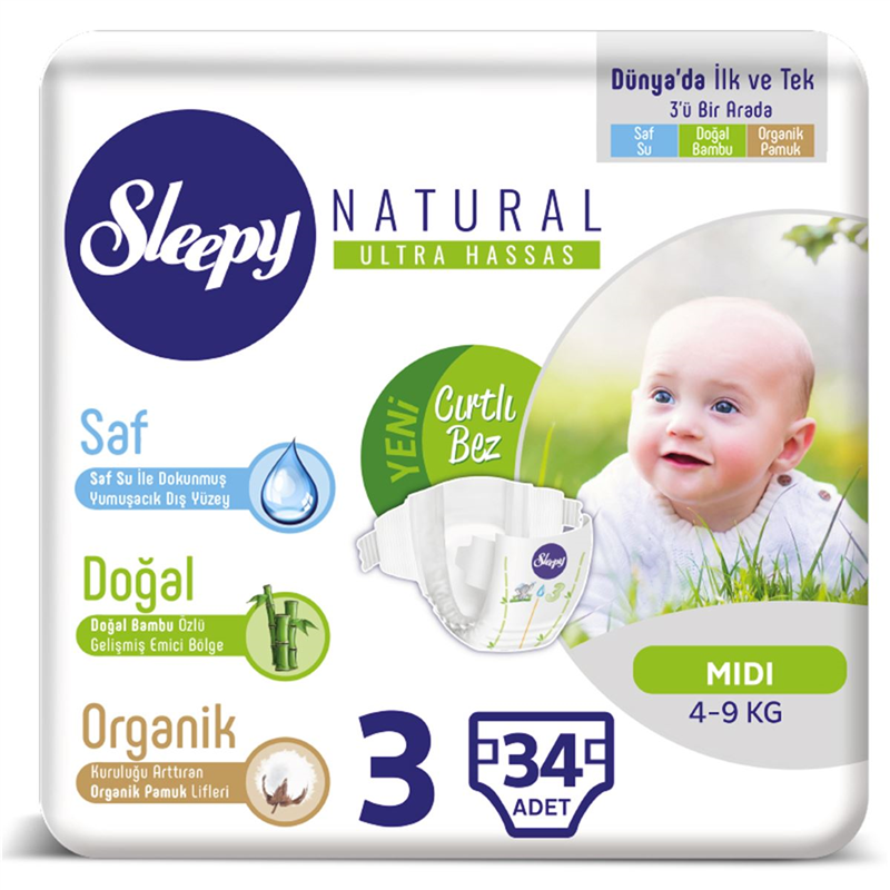 Sleepy Naturel Bebek Bezi 3 Beden 49 Kg Midi 4 34 Adet
