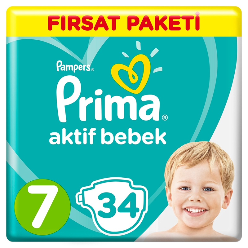 Prima Bebek Bezi Aktif Bebek 7 Beden 34 Adet