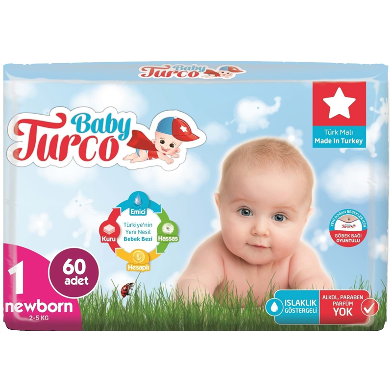 Baby Turco Bebek Bezi 1 Beden 25 Kg 60 Lı