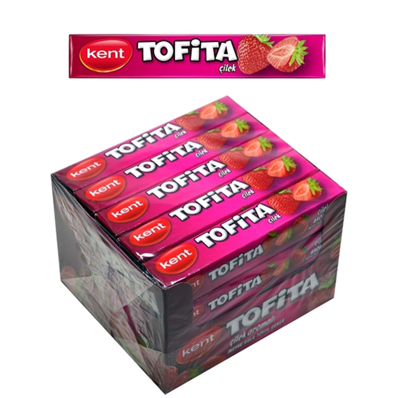 Tofita Çilek Aromalı Toffe Şeker 47 gr x 20'li Paket