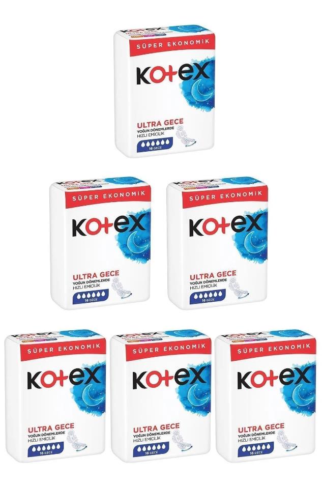 Kotex Ultra Quadro Süper Gece 16 Lı 6 Paket 96 Adet