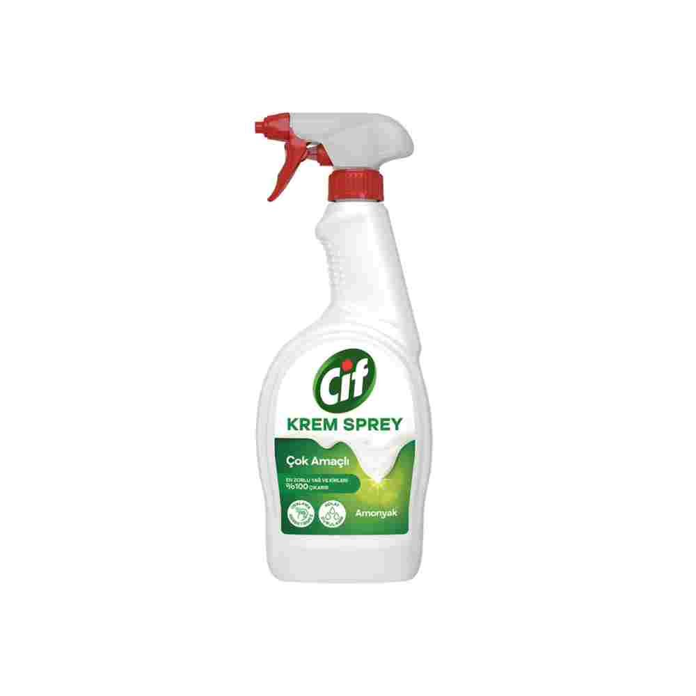 Cif Krem Sprey Amonyak Yüzey Temizleyici En Zorlu Yağ ve Kirleri %100 Çıkarır 750 ml